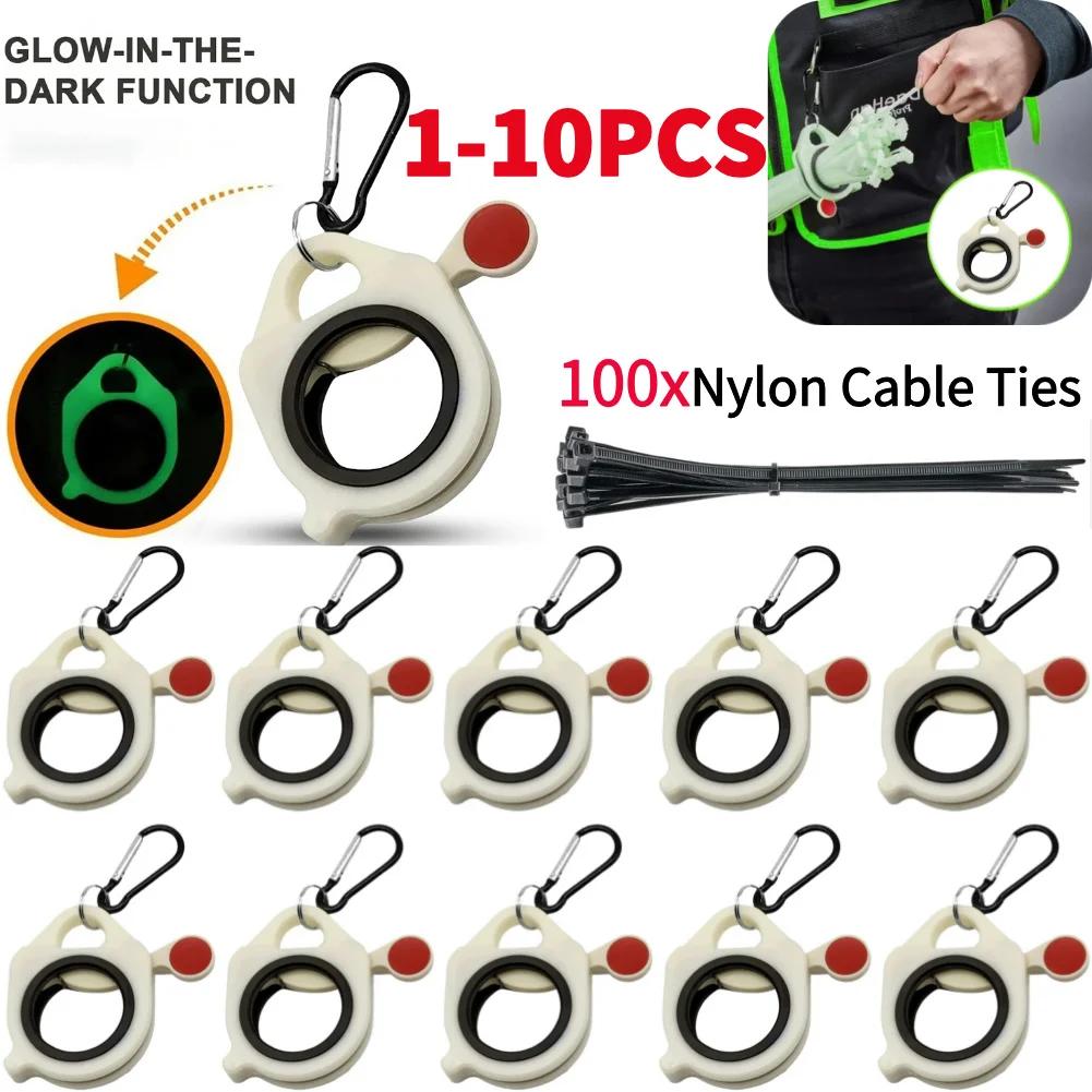 10-1Pcs Fluorescent Cable Tie Organizer Durable Plastic Storage Tools Portable Tie Holder Practical Wiring Cable Strap Organizer