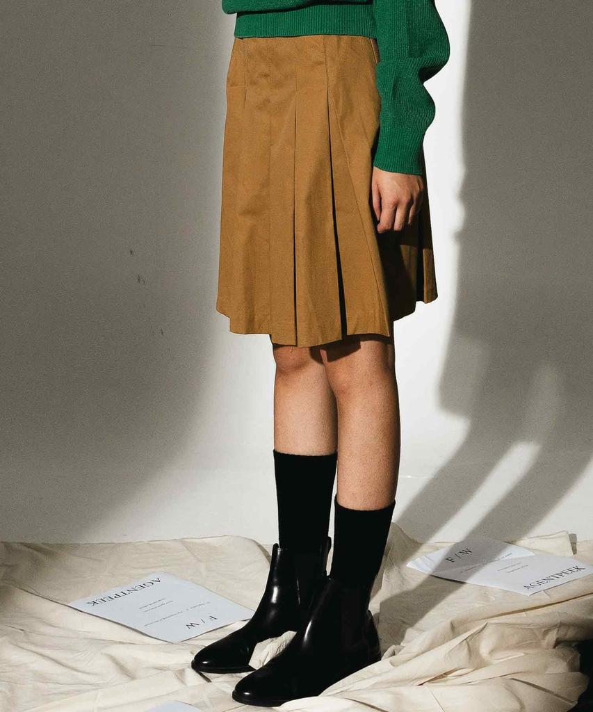 Agent Pick Agp Pleated Mini Beige Skirt