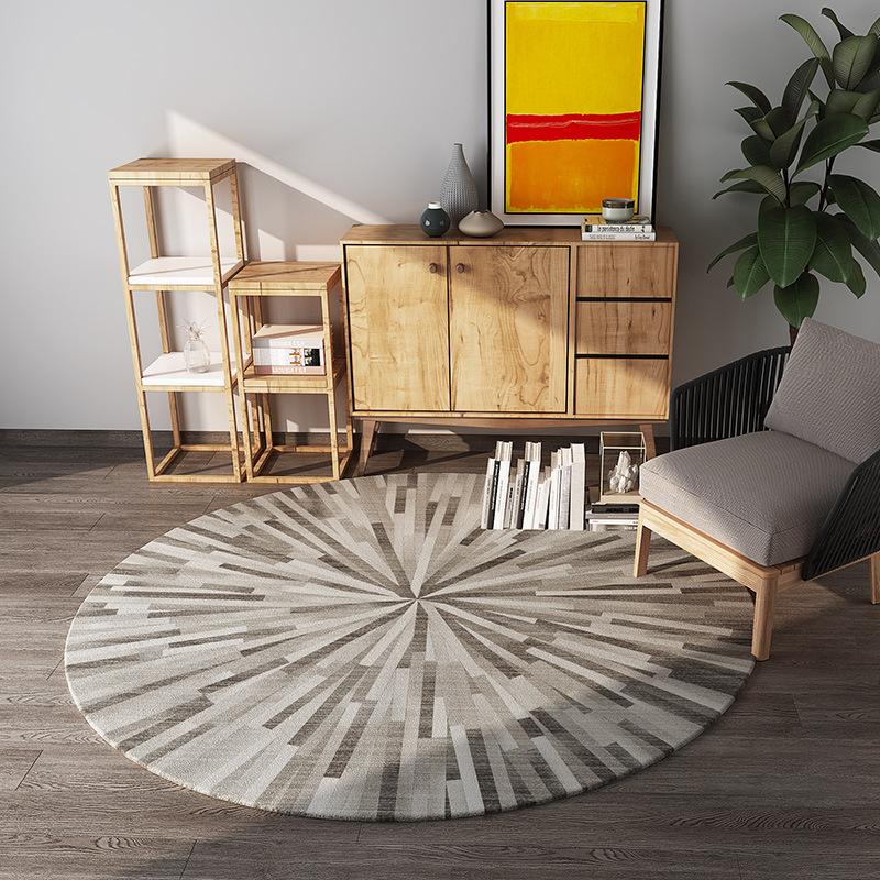 Ink Painting Round Carpet Swirl Brushstroke Texture Print Mat Modern Artistic Home Decor Non-Slip Rug for Living Room Bedroom