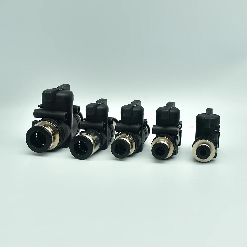 BUC Black 4mm 6mm 8mm 10mm 12mm Pneumatic Push-In Quick Joint Fittings Manual Ball Valve Hand Turn Switch Connector