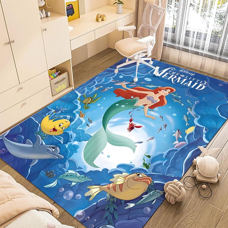 1PC Disney The Little Mermaid Print Carpet for Living Room Bedroom Kid's Room Home Decor Pink Room Decor Area Rug Non-slip Mat