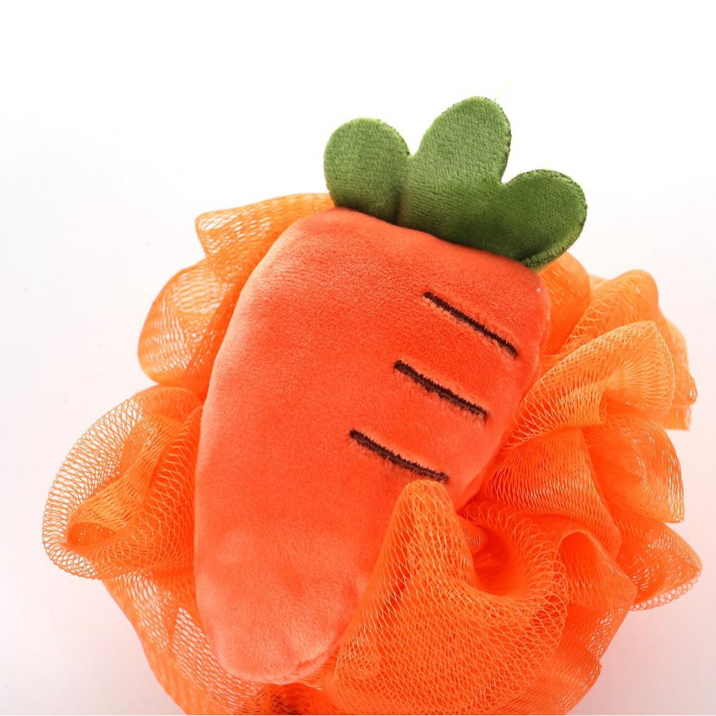 Adorable Ribbon Fruit Bath Scrubber: Large Anti-Scattering Shower Pouf for Back Scrubbing