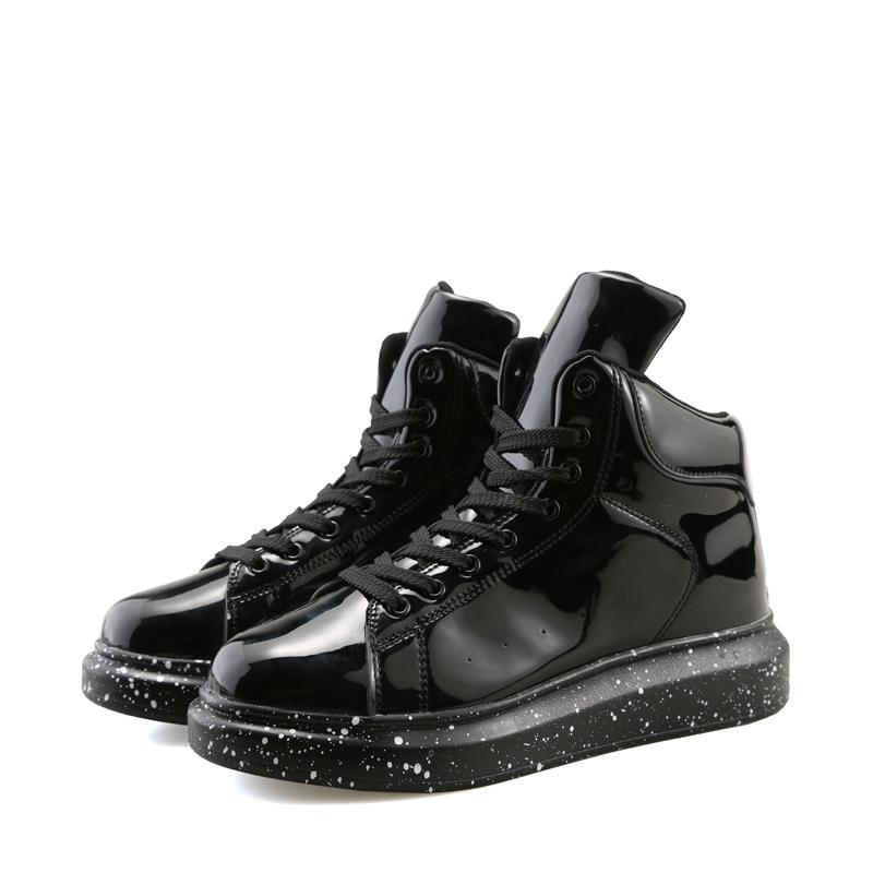 Fashion Patent Leather Casual Sneakers Men Designer Glitter Platform Shoes Men Women Red Sneaker Lightweight Mens High Top Shoes
