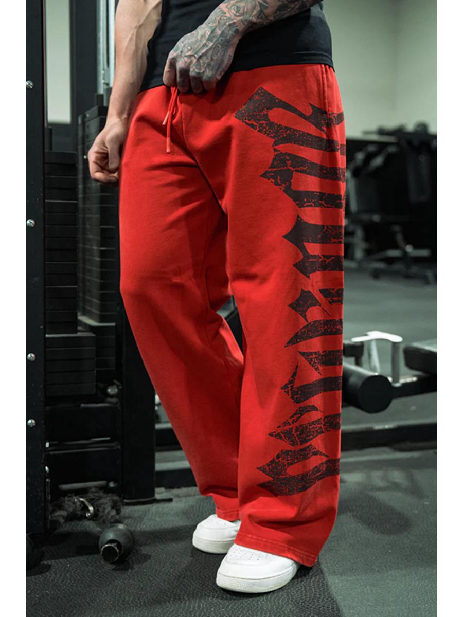 

Мужские широкие спортивные штаны с крупным принтом: Модные повседневные брюки для фитнеса и бега трусцой M