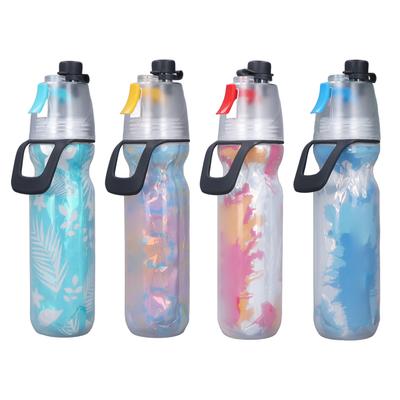 PE Misting Water Bottle Spray Mist Sports Water Bottle Reusable Cooling Drinking Bottle with Double