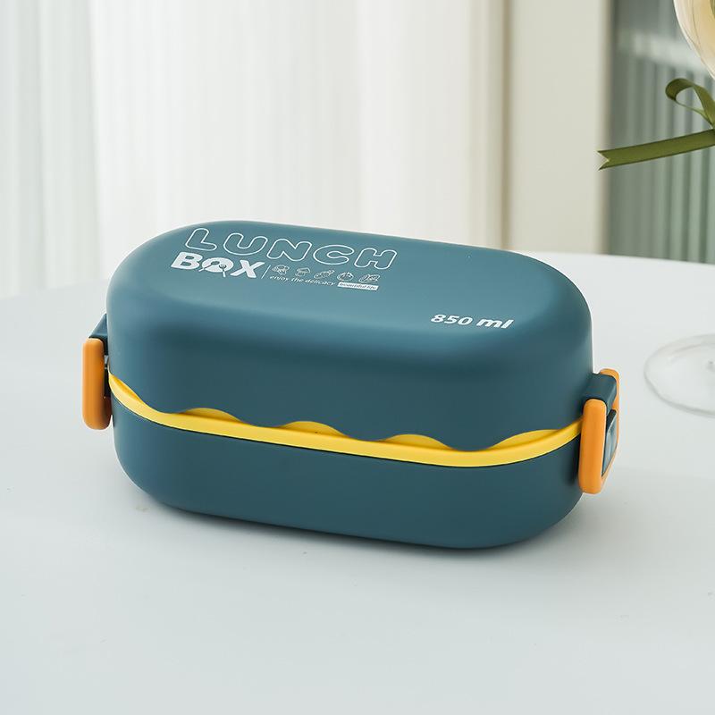 Double-layer Lunch Box Microwavable Plastics Bento Box for Office Workers Students Portable Leakproof Food Storage Containers темно-синий 2690₽