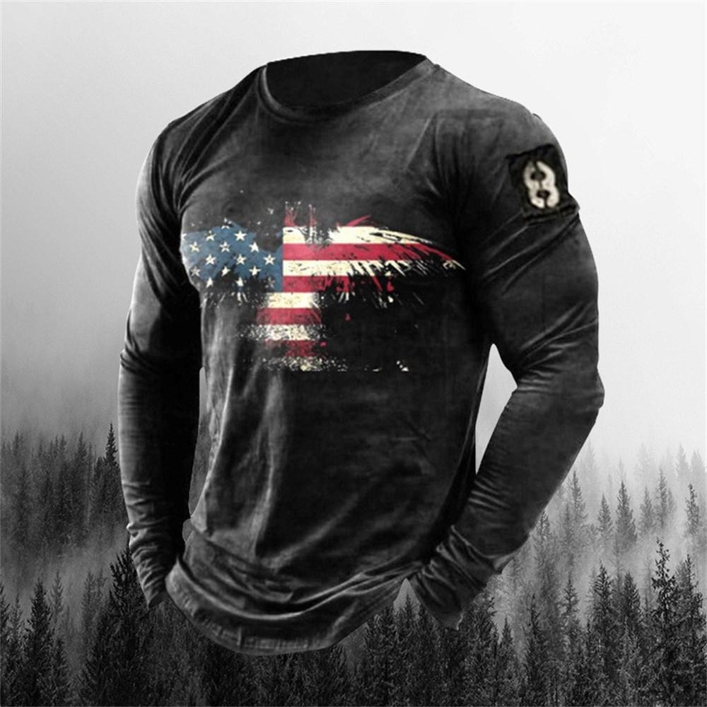 3D Printing Men's Round Neck Long Sleeves Street Trend Hip-hop Oversized Punk T-shirt Pullover Vintage Skull T-shirt