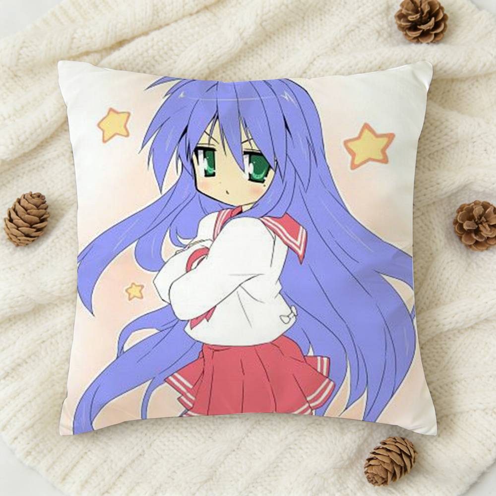 Cute I-Izumi K-Konata Double-Sided Printed Square Decorative Cushion Cover For Sofa Living Room Home Decor