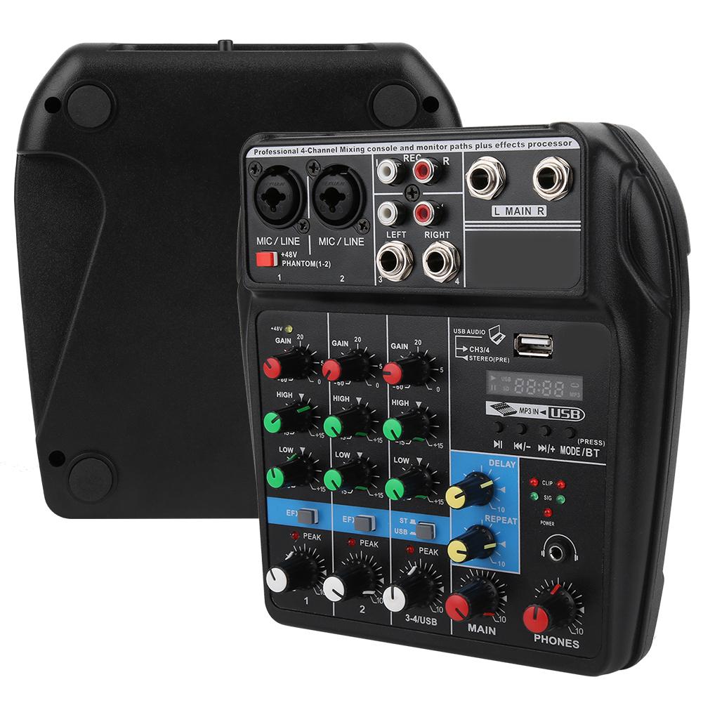 4 Channel Music Console Mixer Sound Mixing for Bluetooth USB Home Production K Songs