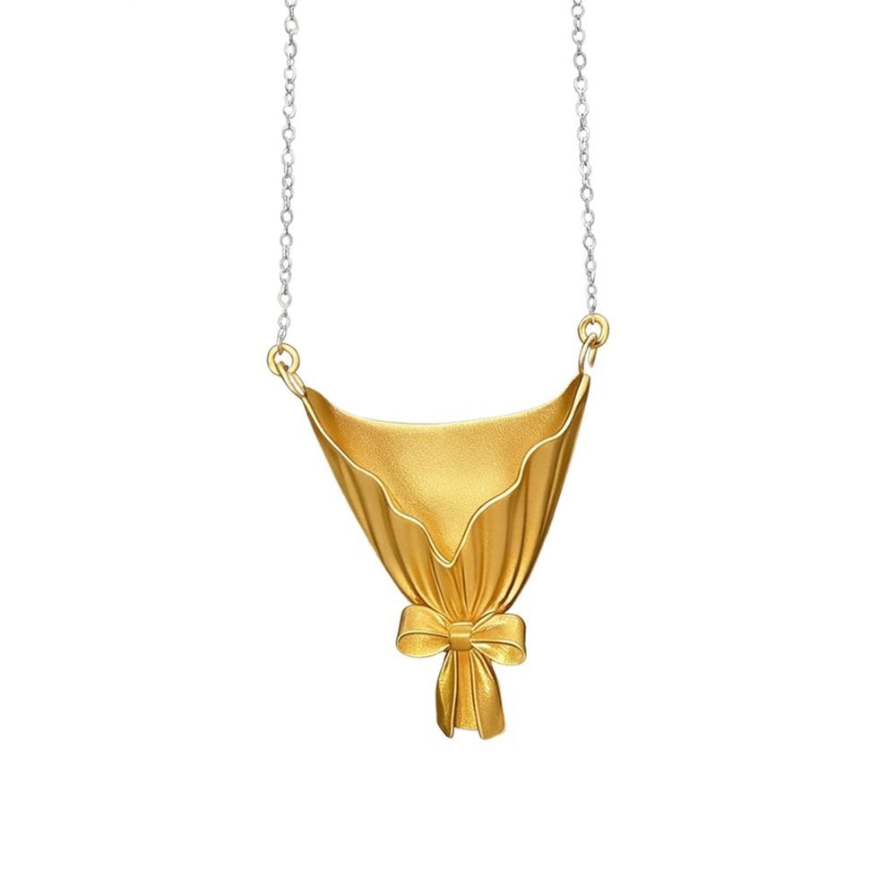 

Mini Flower Bouquet Necklace Silver Flower Insert Necklace New Flower Collarbone Chain Gift золотий