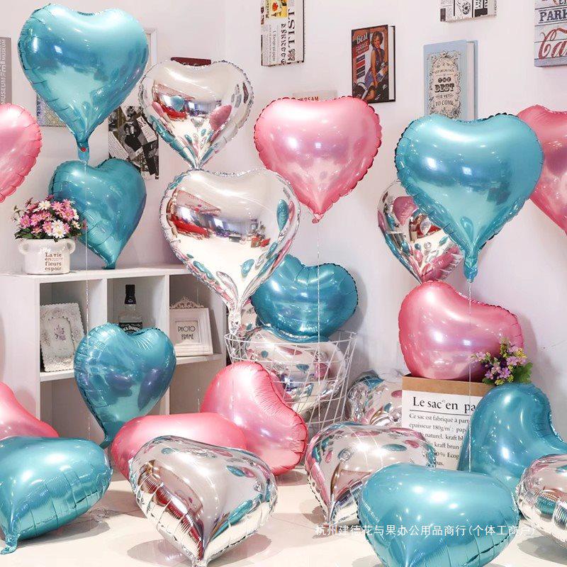 Heart-Shaped Love Aluminum Balloons for Weddings, Engagements, Birthday Decorations, and Romantic Occasions.