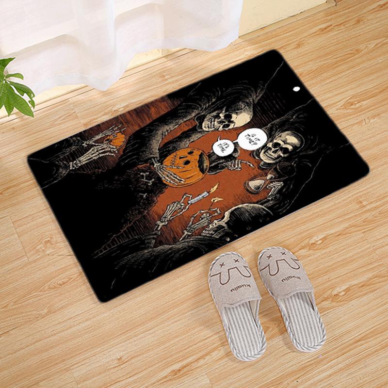 Halloween Tarot Skull Floral Gothic Deer Print Carpet Mat Non-Slip Rug Home Decoration Indoor Door Bathroom Kitchen Floor Mats