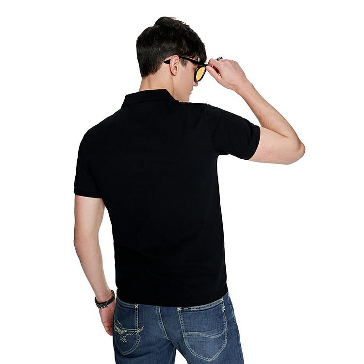 Solid Color Single-Breasted Short Sleeve Polo Shirt Men tops Black LMT0045303RX00FK11000