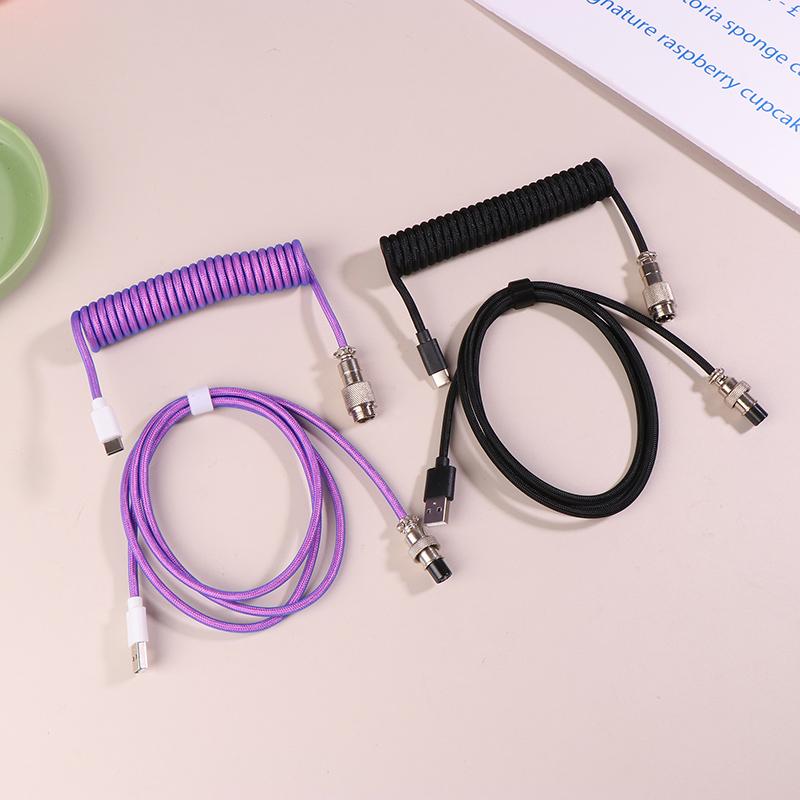Mechanical Keyboard Coiled Cable Wire Type C USB Port Wire Mechanical Keyboard Aviator Desktop Computer Aviation Connector