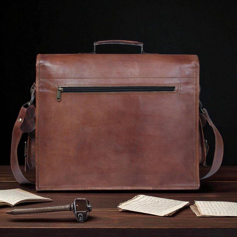 Handmade Vintage Leather Messenger Bag – Genuine Goat Leather Crossbody Laptop Satchel for Men & Women | Rustic Brown Briefcase