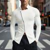 INCERUN Magliette Casual da Uomo con Collo Stretto, Manica Lunga, Zip Laterale, Vestibilità Aderente