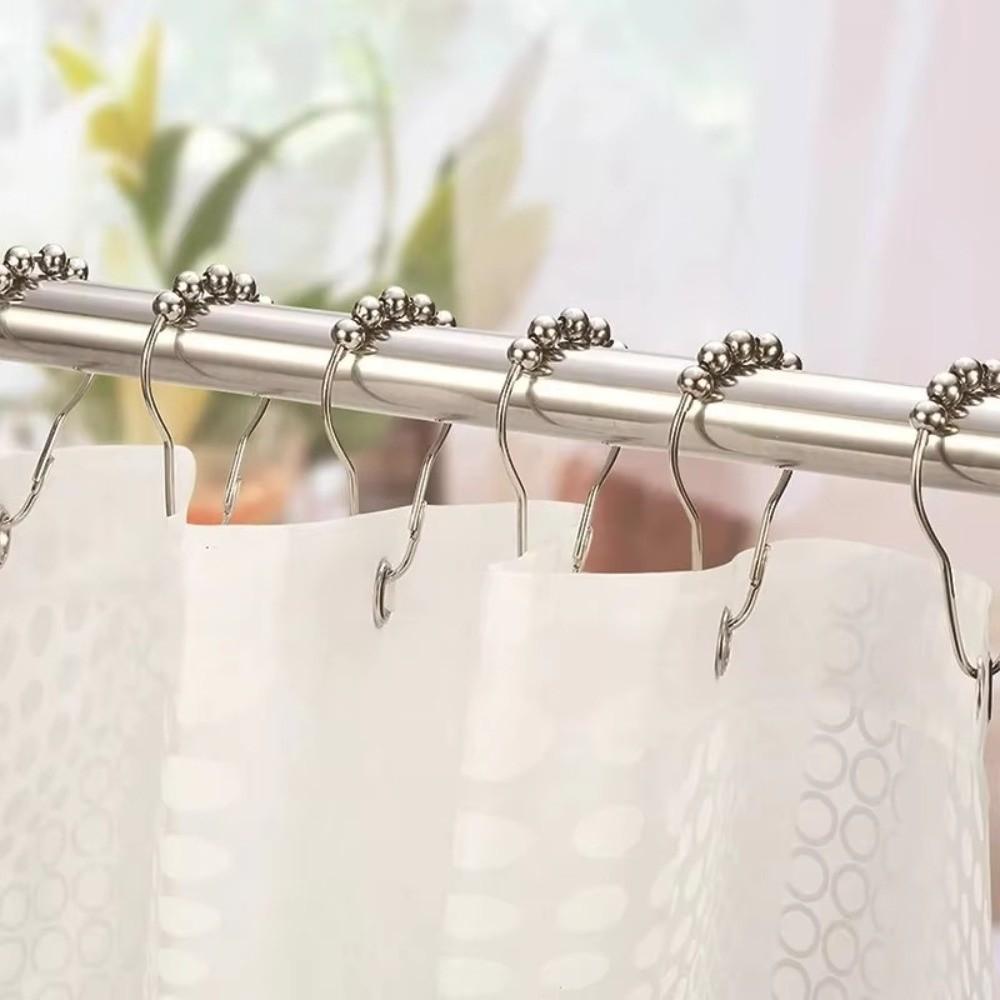 12pcs Rust Resistant Hanging Rings Hanging Design Curtain Buckles Versatile Curtain Hooks Bathroom