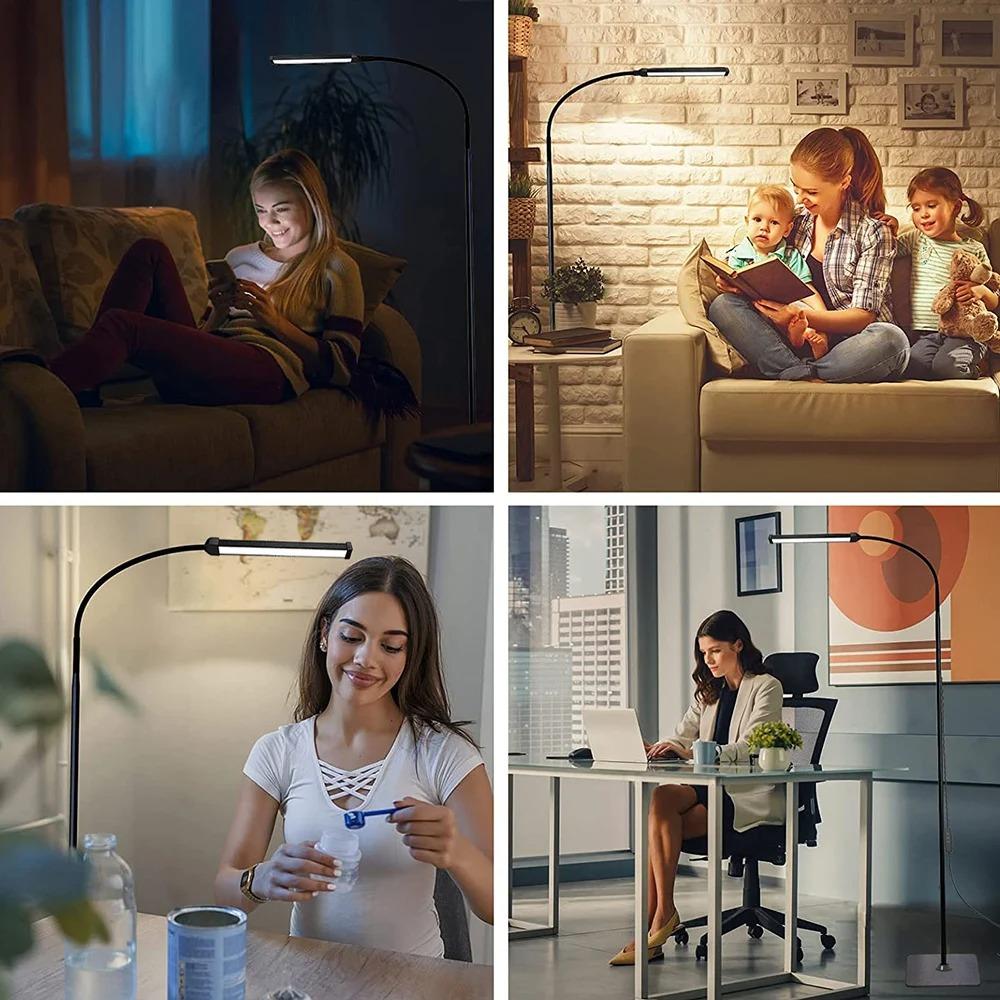 LED Floor Lamp Dimmable  Adjustable Gooseneck Stand Floor Standing Lights for Living Room Bedroom Office Standing Reading Light
