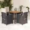 VidaXL 5-Piece Garden Dining Set with Cushions, Patio Chairs and Table, Terrace Furniture, Modern, Black Resin 3212469