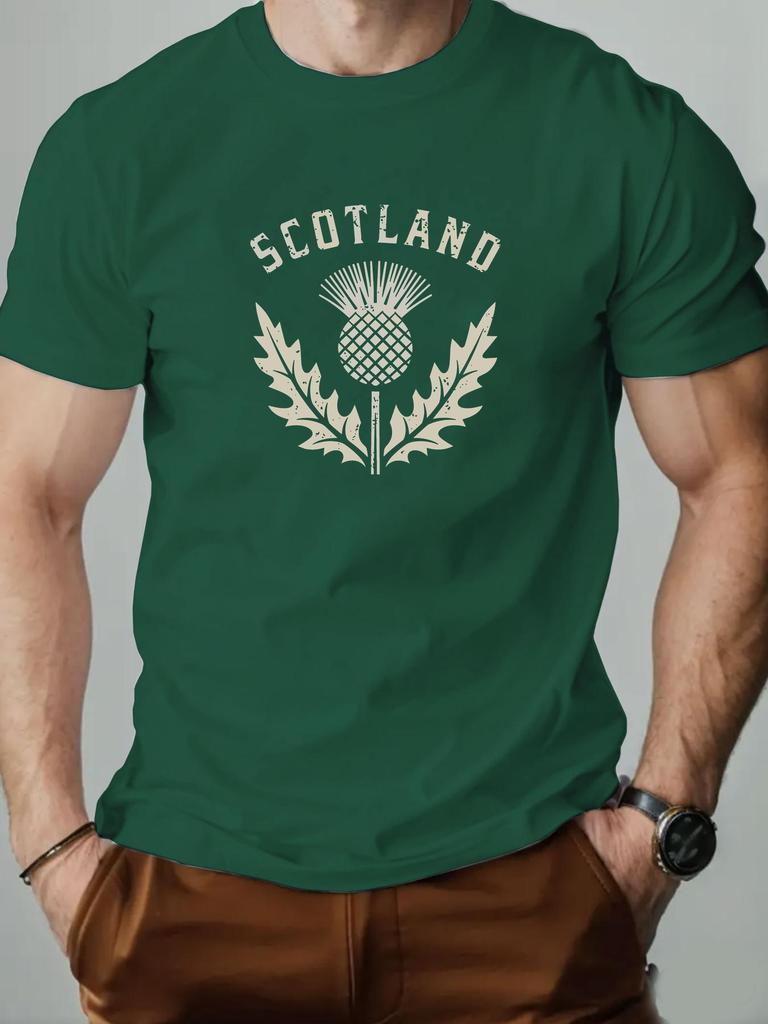 Mens Cotton TShirt Scottish Thistle Summer Round Neck Short Sleeve Graphic Breathable Fashion Casual TShirt