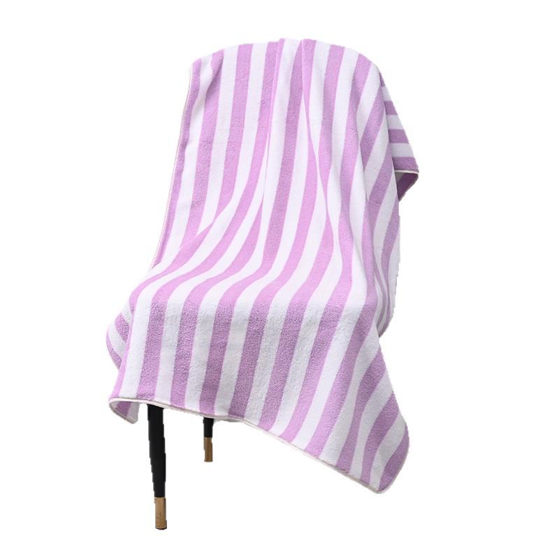Coral Velvet Two-Color Striped Towel - Large, Thick, Absorbent, No Shedding, Ideal for Bathing & Children's Face Washing