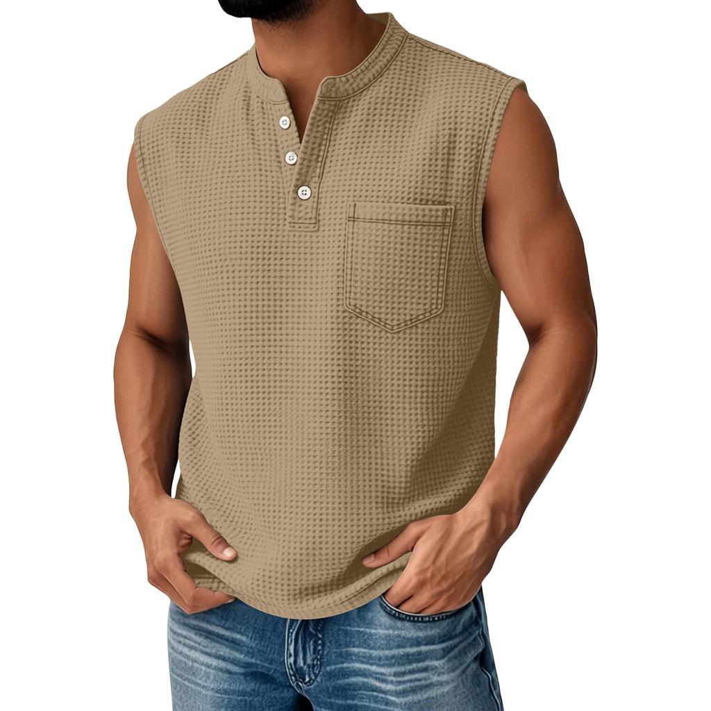Men's Sleeveless Pocket Vest Men's Casual Fashion Sports Sleeveless Vest