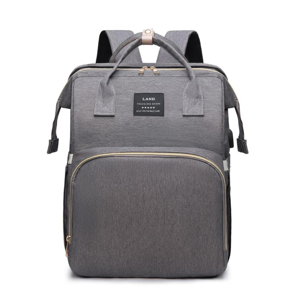 Waterproof Diaper Backpack with Baby Bed Convertible Bag Changing