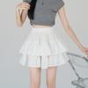 Women's Black Puff Cake A-Line Skirt - High Waist, Anti-Exposure, Slim Fit, Short Summer Skirt