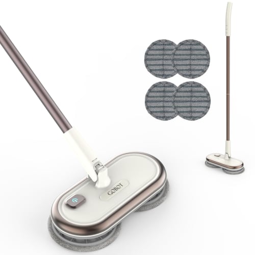 GOBOT Electric Rotating Mop Cleaner, Lightweight, Self-Propelled, Cordless, Wet Mopping, Floor Cleaning, Includes 4 Mop Pads, High-Speed ??Rotation, R