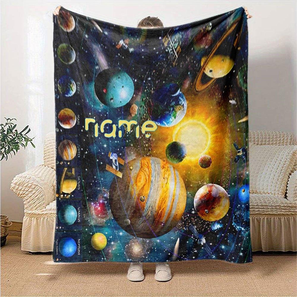 Space Galaxy Customize Your Name Blanket Suitable For Yearround Use Perfect For Picnics Sofa Lounging Office Warmth Bedding Living Room Comfort And An