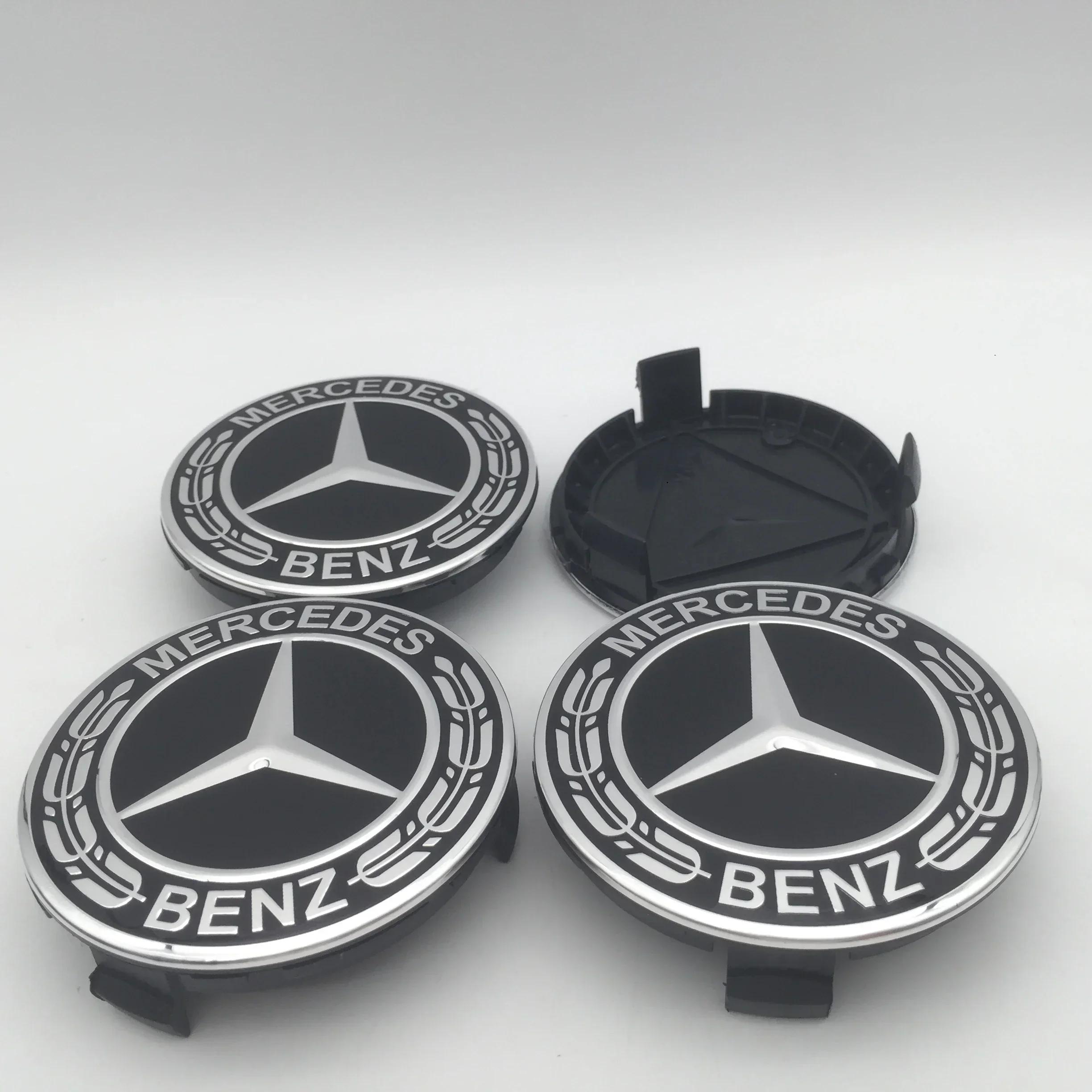 

C200 E200 New 2025 For Mercedes Benz 4pcs 3D 75mm For Mercedes Benz AMG Car emblem Wheel hub Center Cap Badge covers sticker Dec
