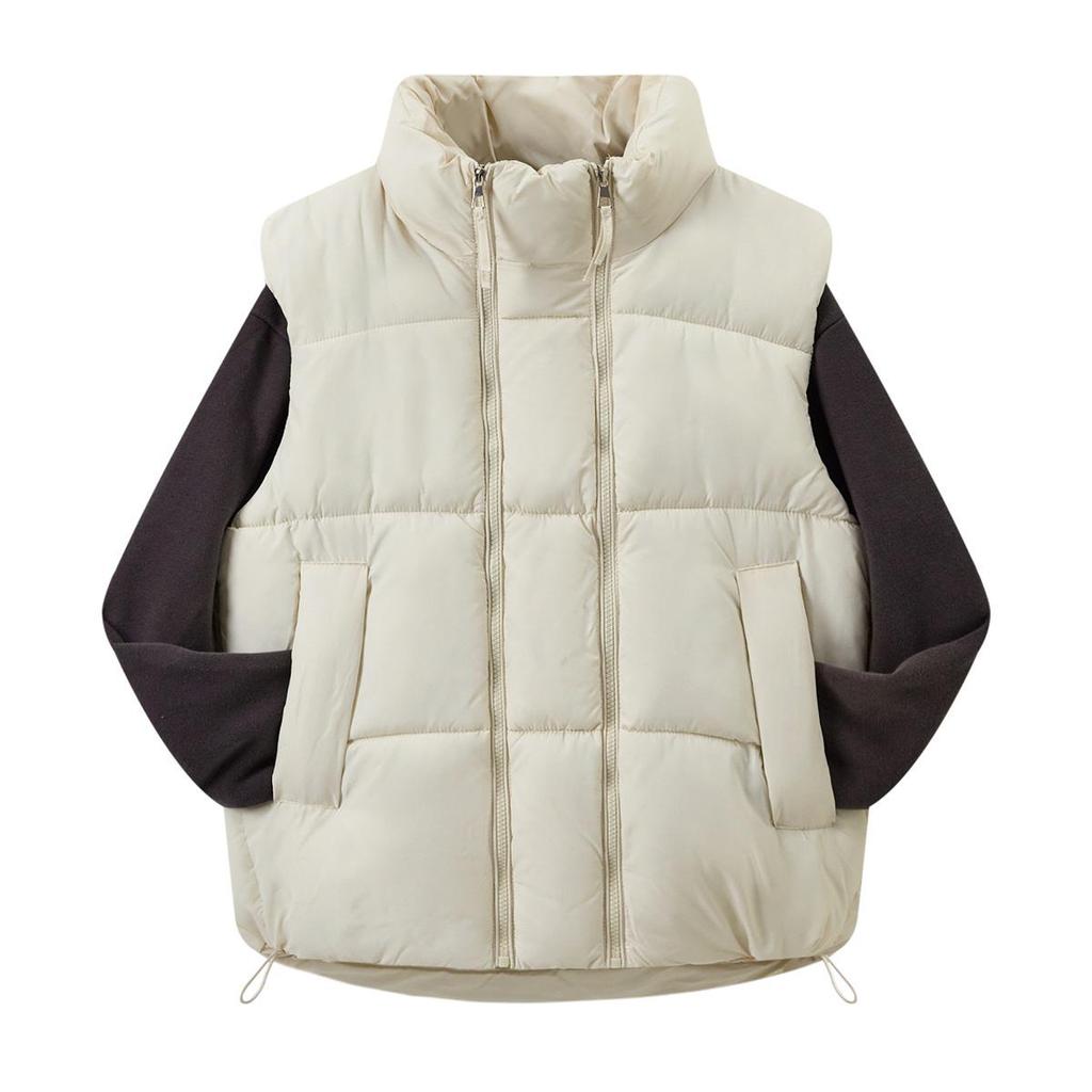 2025 Korean Unisex Casual Warm Stand Collar Short Loose Vest Jacket for Autumn/Winter