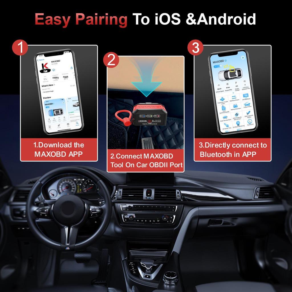 KW906 Bluetooth 4.0/5.0 ELM327 OBD2 Car Diagnostic Scanner
