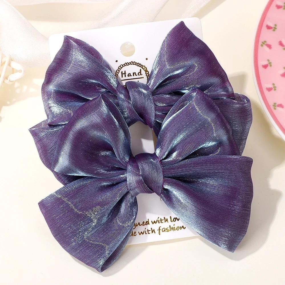 2pcs 4.3inch Girls Organza Bow Hair Clips Cute Baby Bowknot Hairpins Sweet Kids Barrettes Girls Princess Hair Accessories Gift