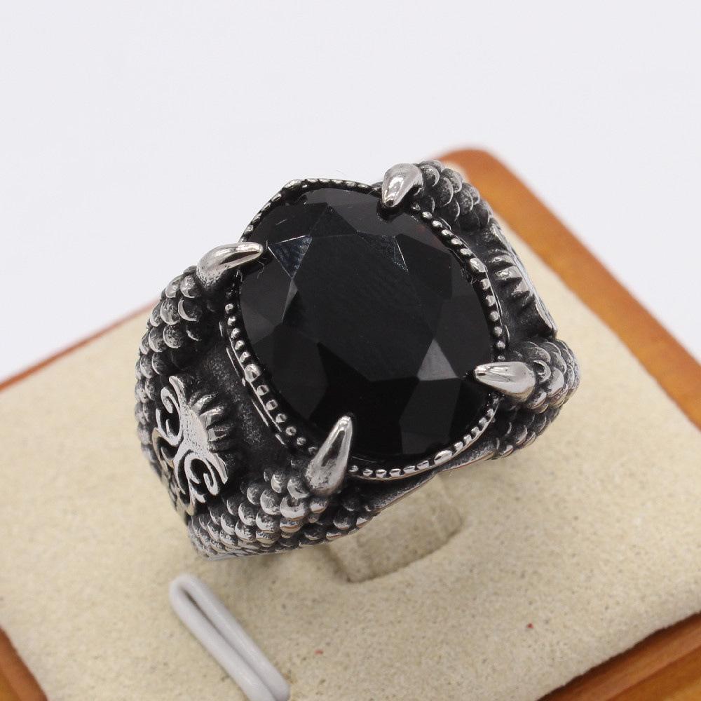 Accessories European and American Personality Retro Dragon Claw Men's Ruby Ring