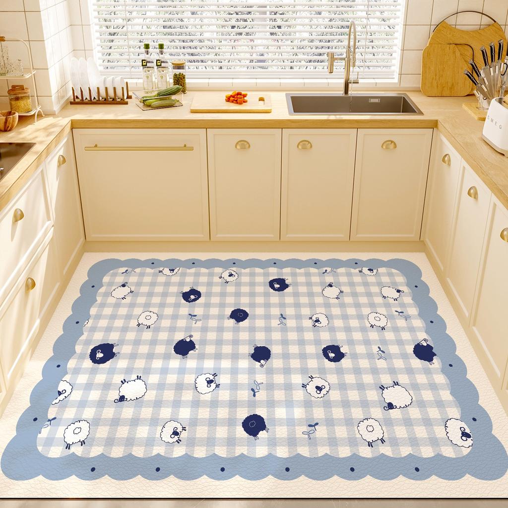Pink Kitchen Carpet Waterproof Floor Mat Pvc Leather Carpets Non-slip Oil-proof Candy-colored Cute Sweet Home Decoration Rugs