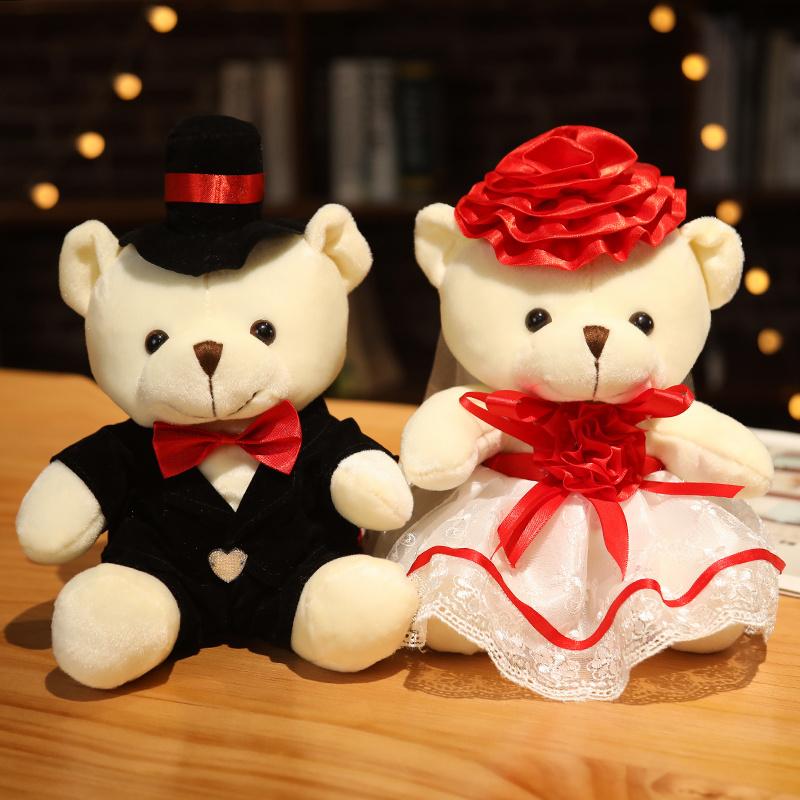 Hot Sale Couple Wedding Bear Romantic Plush Doll Toys Christmas Gift Bride & Groom For Lovers