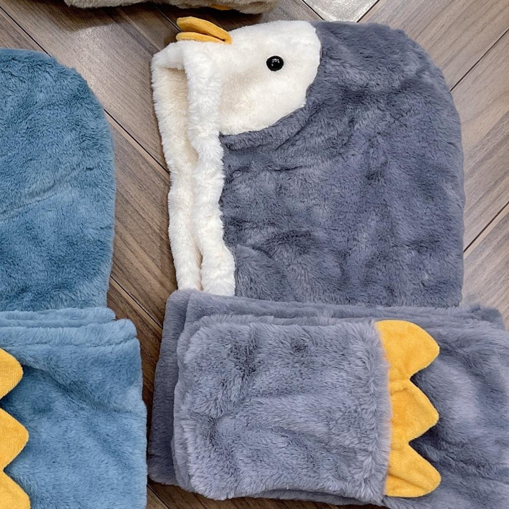 

Шапка пингвина милая женская универсальная осенне-зимняя шарф интегрированный теплый шарф из трех частей модный M（56-58cm）