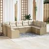 9 Piece Garden Sofa Set In Beige Poly Rattan