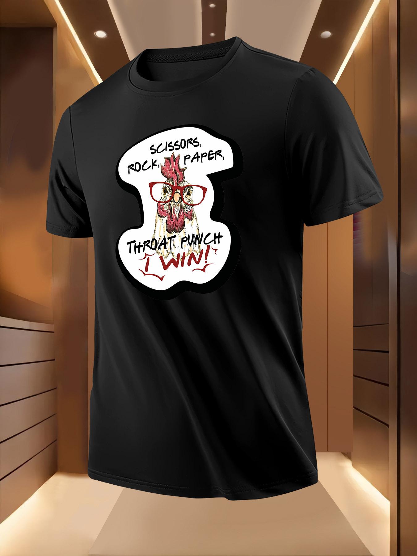 Funny Rooster Game Print Tshirt - Breathable Lightweight ... L