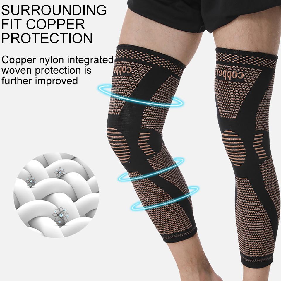 Gtubike Copper Long Knitted Compression Knee Braces Full Leg Sleeves Support For Men Women Exercise