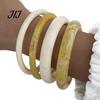 Boho Chic Resin Jewelry 4 Pcs Chunky Bangle Bracelet for Women, Wide Geometric Retro Marble Pattern Bangles Set, Statement Stackable Gift Daily