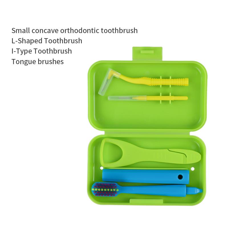 1box Dental Oral Cleaning Care Kits Portable Daily Travelling Orthodontic Care Interdental Brush Tongue Scraper 2028