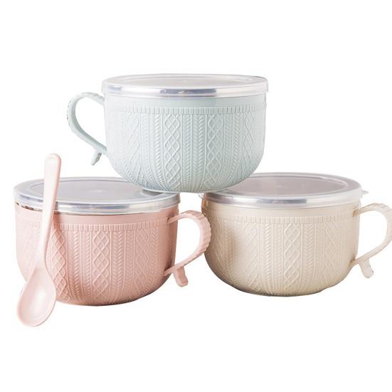 Microwave Ramen Bowl with Handles Stainless Steel Lunch Box Insulated Food Container for Noodles & Soup Large Capacity Bento Tumbler