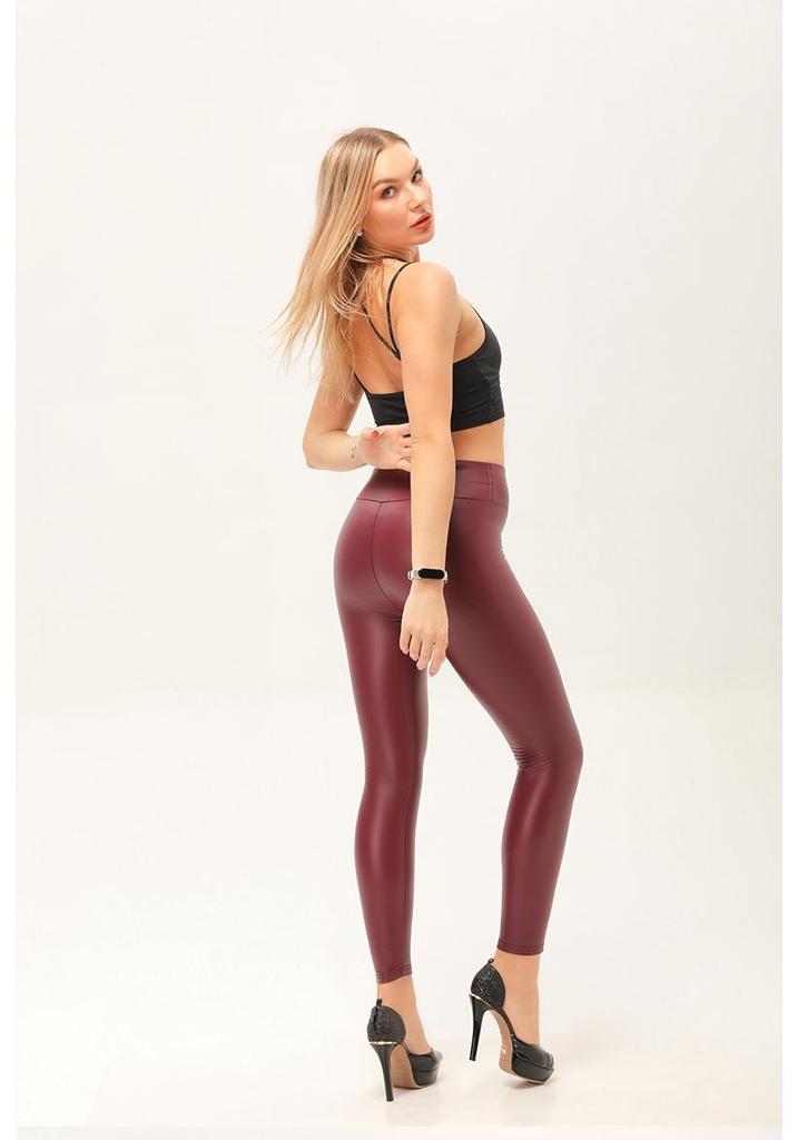 2024 Autumn/Winter Women's High-Waist PU Leather Slimming Pants
