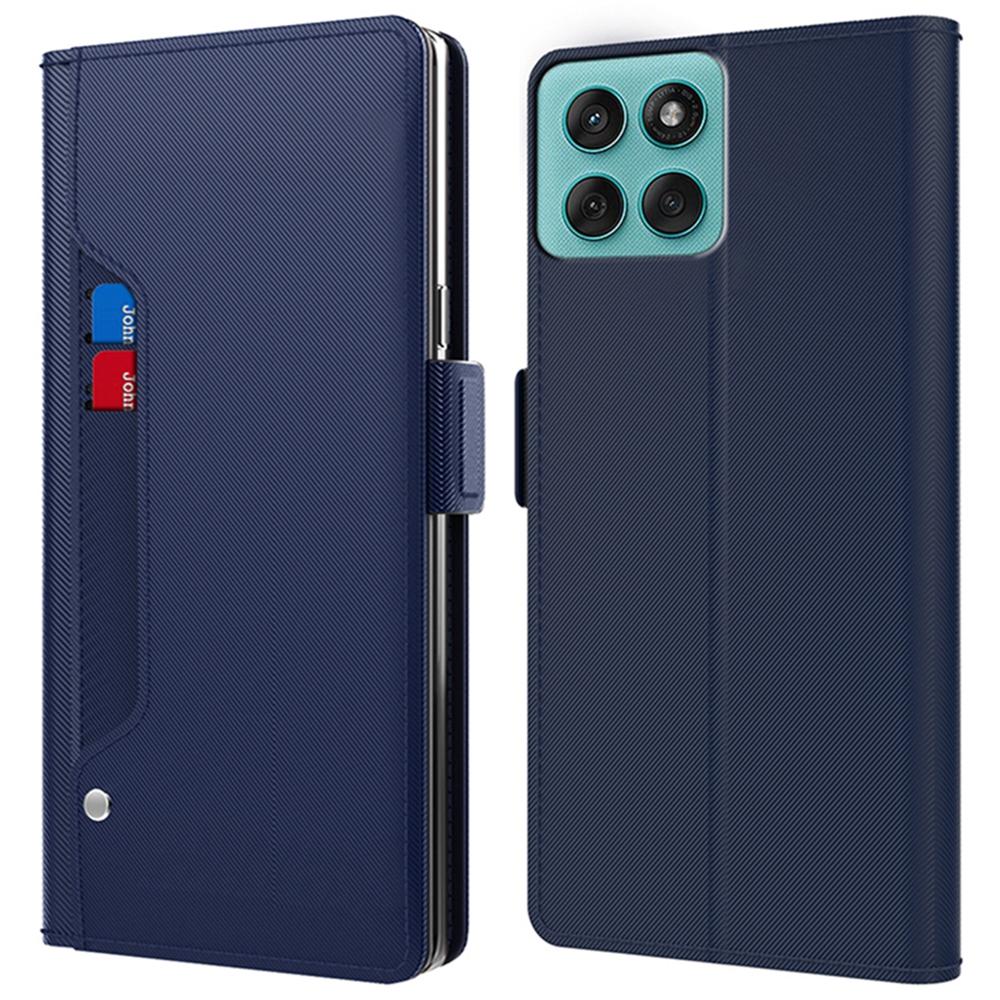 

Для Motorola Edge 60 Pro 5G Чехол Подставка Кожаный Чехол для Телефона Держатель для Карт Зеркало Blue