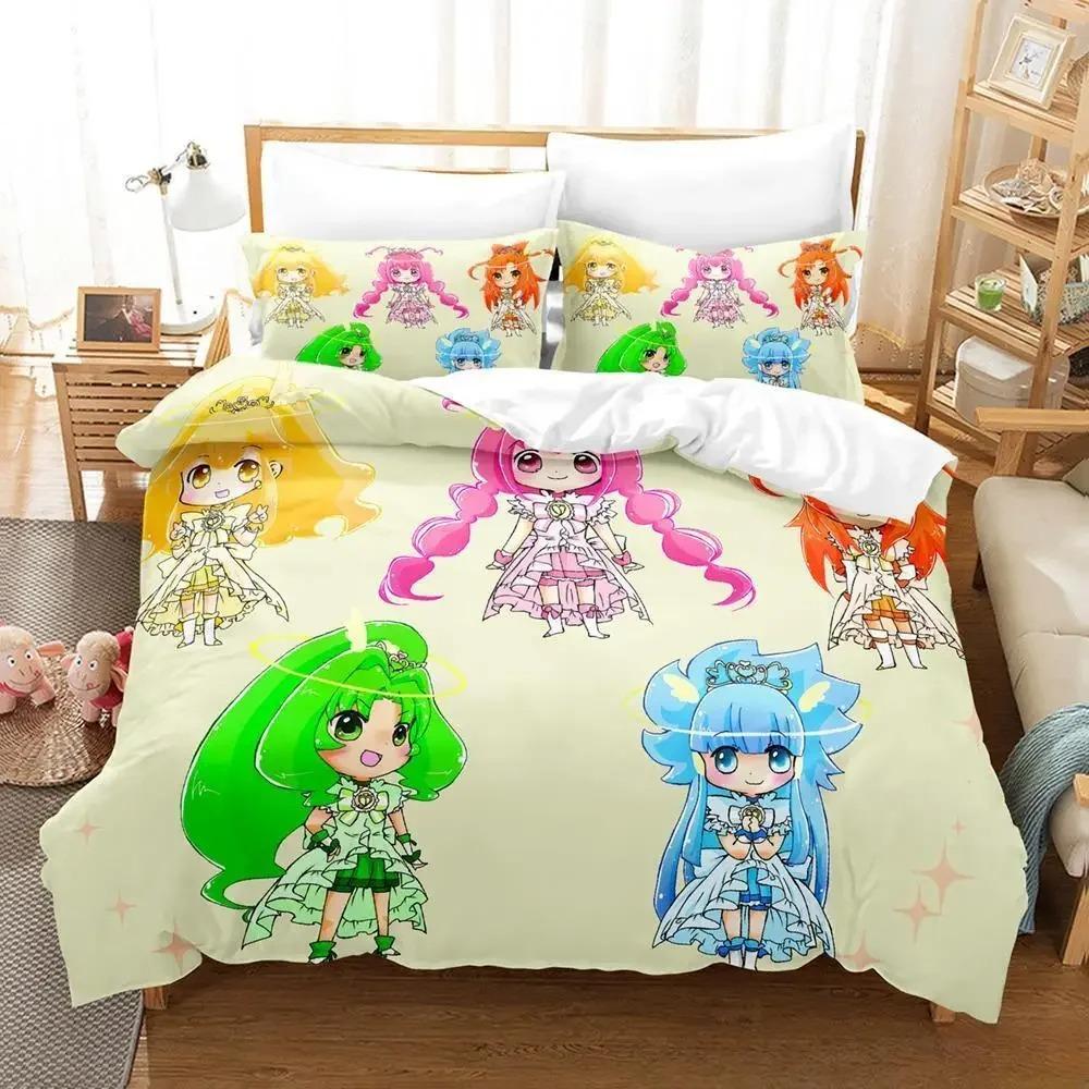 Smile PreCure 3D Anime Bedding Set Single Twin Full Queen King Size Kawaii Duvet Cover for Adult Kid Bedroom