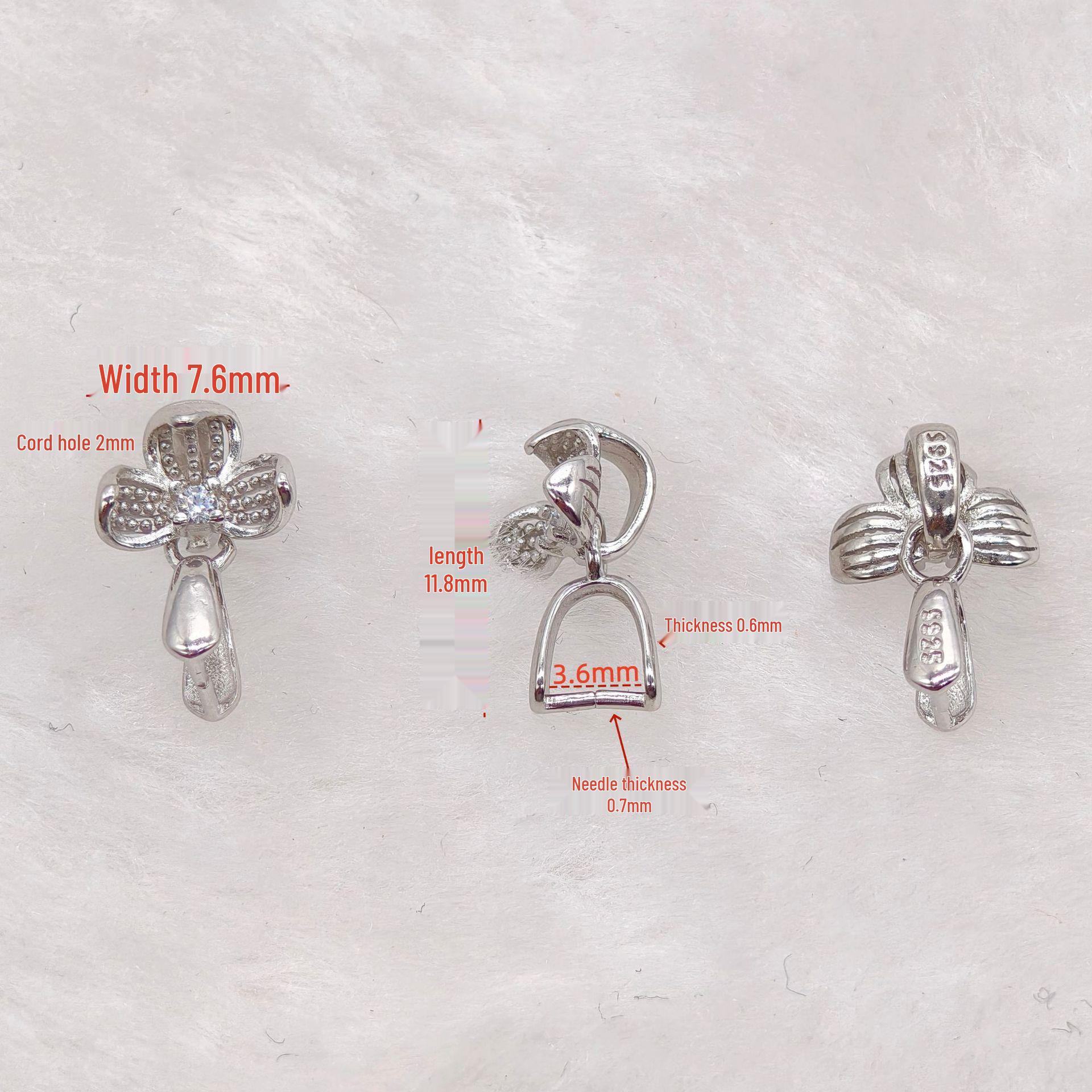 S925 Sterling Silver Clover Jade Pendant with Inlaid Diamond and Buddha Clip