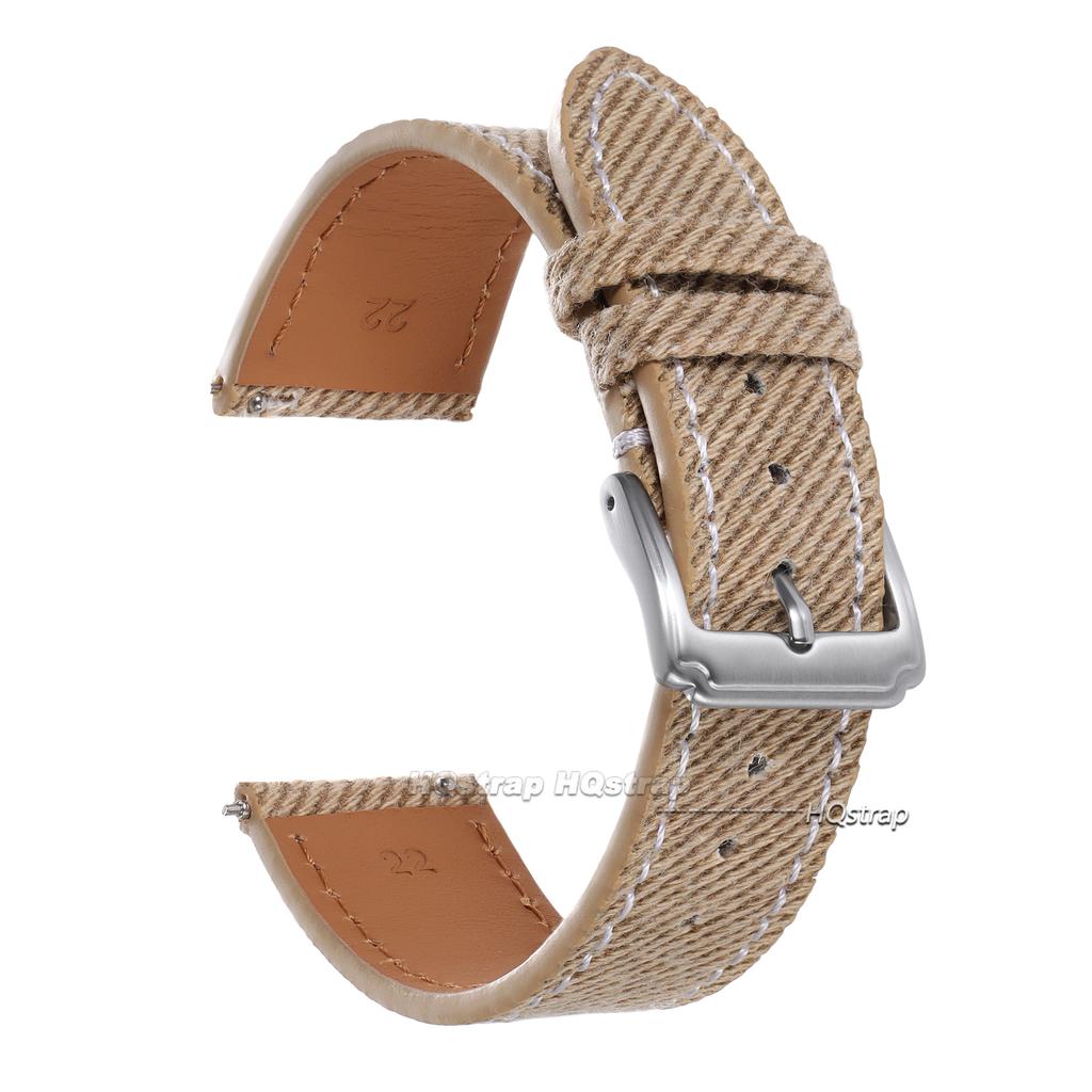 Denim Nylon Watch Strap Canvas Watchband 18mm 20mm 22mm for Seiko Stitched Cowhide Watch Band Men Women Quick Release Bracelet