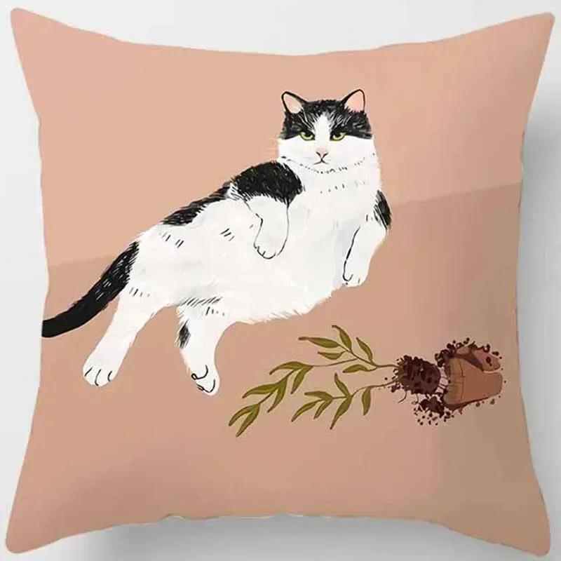 Cat Is Leisure Life  Square Pillowcase, Used for Home Decoration, Car Sofa Cushion Cover